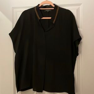Lafayette 148 black slouchy dress blouse